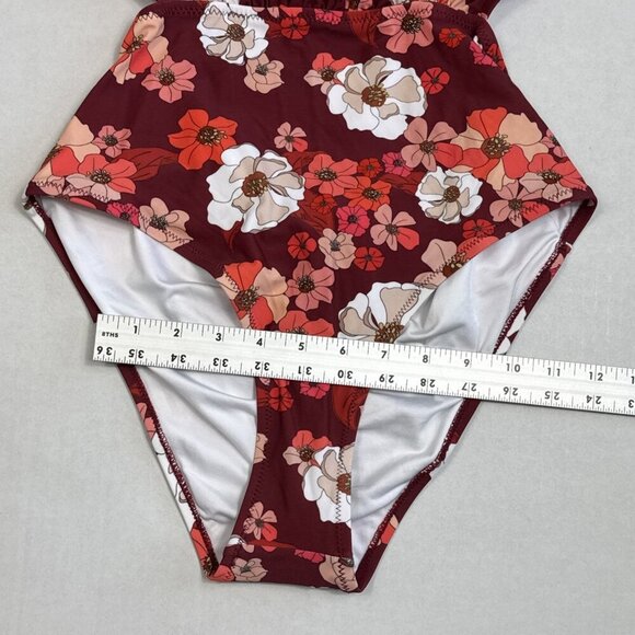 CUPSHE Women's M One-Piece Swimsuit Burgundy Floral NWT - Picture 7 of 16